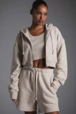 BABYDOLL CROP ZIP HOODIE