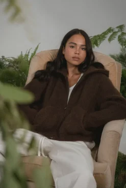 MOHAIR BLEND ZIP HOODIE