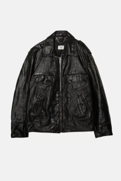 VINTAGE BLACK LEATHER JACKET - L